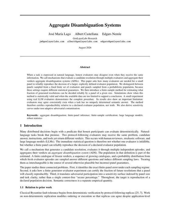 First page of Aggregate Disambiguation Systems