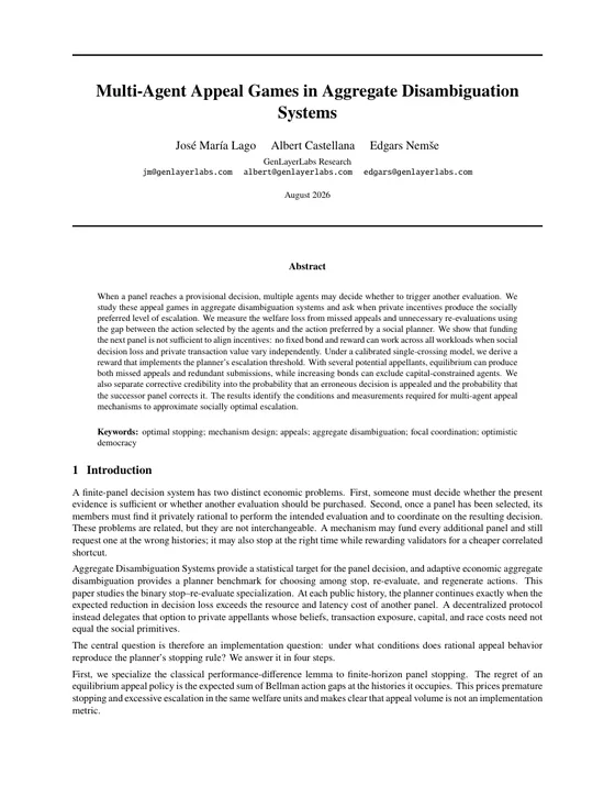 First page of Multi-Agent Appeal Games